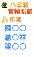 八家將官帽臉譜 陳○○、曾○祥、梁○○